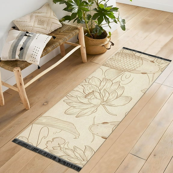 Fish Print Runner Rug Machine Washable Area Rugs Carpet Non Slip Entryway Mat for Bedroom Entryway Front Door