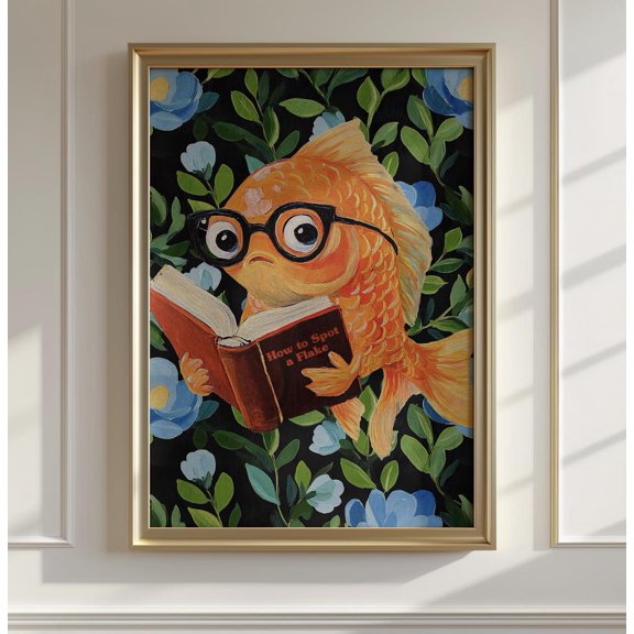 Fish Reading Ocean-themed for Beach Poster