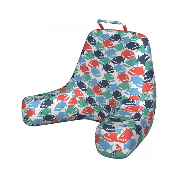Fish Reading Pillow Cover, Simple Colorful Cartoonish Piranha Pattern, Unstuffed Printed Bed Rest Case from Soft Fabric, XL Size, Multicolor, by Ambesonne