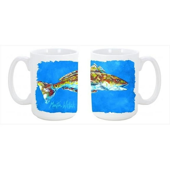 Fish - Red Fish Seafood Two Dishwasher Safe Microwavable Ceramic Coffee Mug 15 oz.