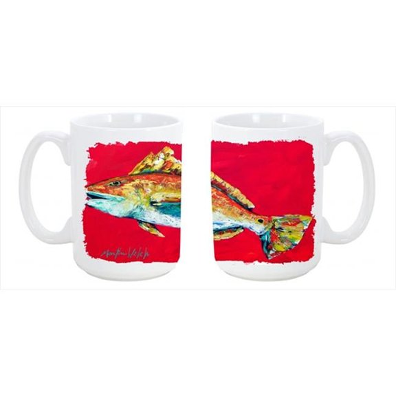 Fish - Red Fish Woo Hoo Dishwasher Safe Microwavable Ceramic Coffee Mug 15 oz.