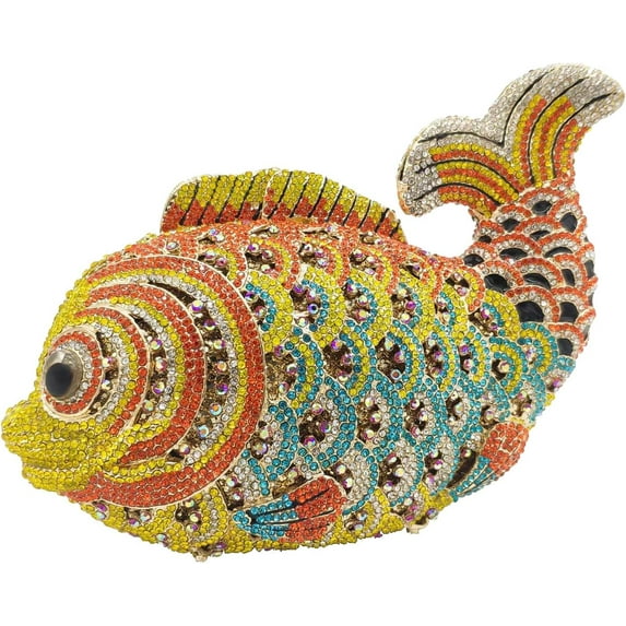 Fish Rhinestones Womens Evening Bags Wedding Clutch Sparkling Purses Banquet Handbag Party Bag