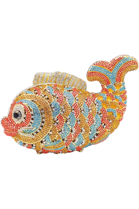Fish Rhinestones Womens Evening Bags Wedding Clutch Sparkling Purses Banquet Handbag Party Bag