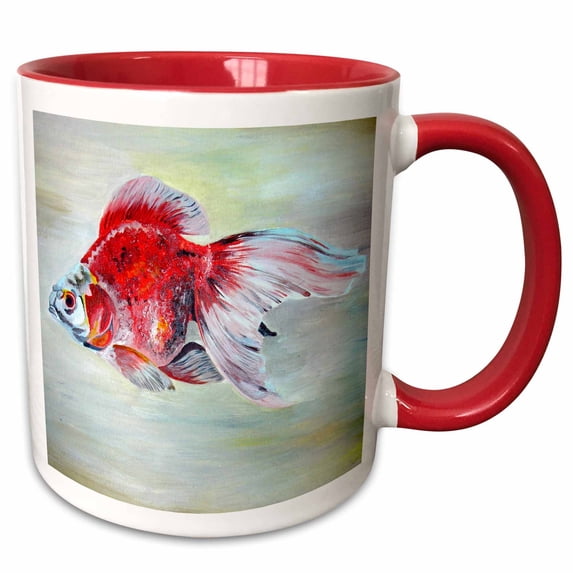 3drose, Fish Ryukin Goldfish, 15oz Two-tone Red Mug