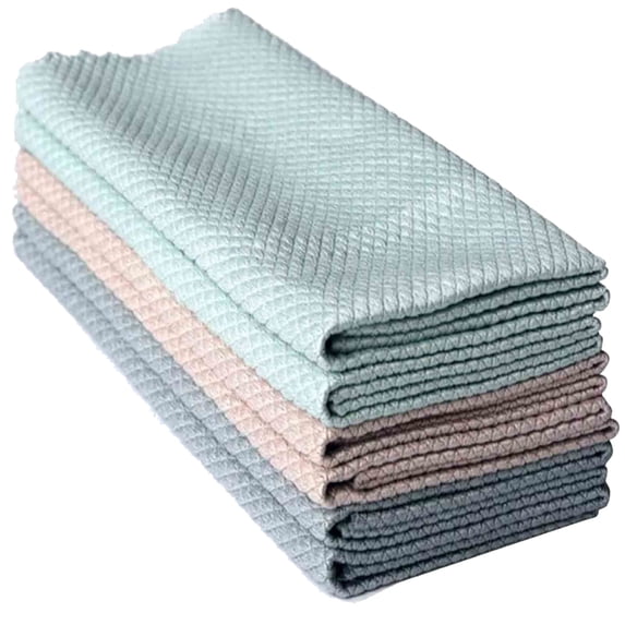 Fish Scale Cleaning Cloth 3PC Pink, Lint Free Streak Free Towel for Glass Kitchen Table Mirror Window, Shine Polishing Cleaning Cloth
