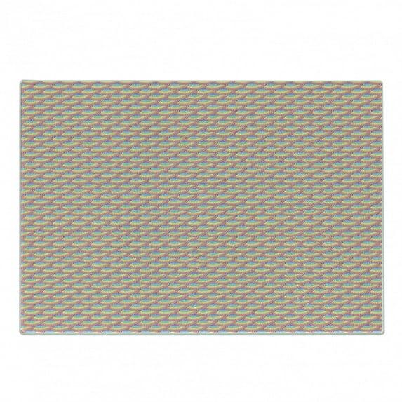 Fish Scale Cutting Board, Diagonal Circles Pattern in Rainbow Colors Geometric Japanese Wave Tile Design, Decorative Tempered Glass Cutting and Serving Board, Small Size, Multicolor, by Ambesonne