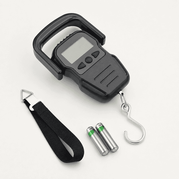 Fish Scale Digital Fishing Luggage Weight Scale with Measuring Tape, Up 110lb/50kg Portable Hanging Scale with Backlit LCD Display, 2 AAA Batteries Included