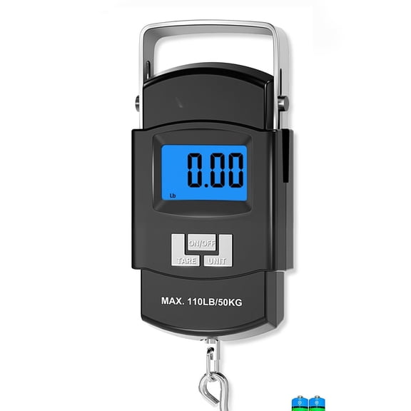 Fish Scale Digital Fishing Scale with Backlit LCD, Portable Handle, Stainless Steel Hook & Batteries Reliable Fishing Gear & Fishing Gifts