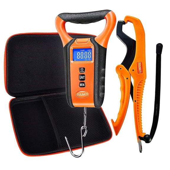 Fish Scale Digital Waterproof Floating with Carry Case Fishing Weighing Scale with Lip Gripper, Backlit LCD Display,110lb Capacity Memory Stora & Summation -Fishing Gifts for Men
