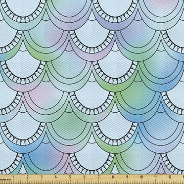 Ambesonne Fish Scale Fabric by the Yard Upholstery, Squama Dreamy Colors, 3 Yards, Multicolor