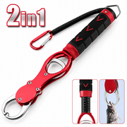 Fish Scale Grip, Fish Lip Gripper with Scale, Fatomal Fish Weighing Scales, Professional Fish Holder 0-40Lb, Fishing Gift for Men, Red