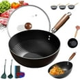 thumbnail image 1 of Fish Scale Pattern Flat Bottom Non-Stick Pan, Multifunctional Ultra-Durable Scratch-Resistant Non Stick, Carbon Steel Pan with Lid for Electric, Induction and Gas Stoves (20cm/Lid), 1 of 7