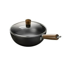 Fish Scale Pattern Flat Bottom Non-Stick Pan with Glass Lid - Versatile Steel Woks & Stir Fry Pans for Induction Cooking