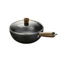 thumbnail image 1 of Fish Scale Pattern Nonstick Steel Wok Pan Flat Bottom Design With Heat Glass Lid Compatible Induction Cooktops, 1 of 8