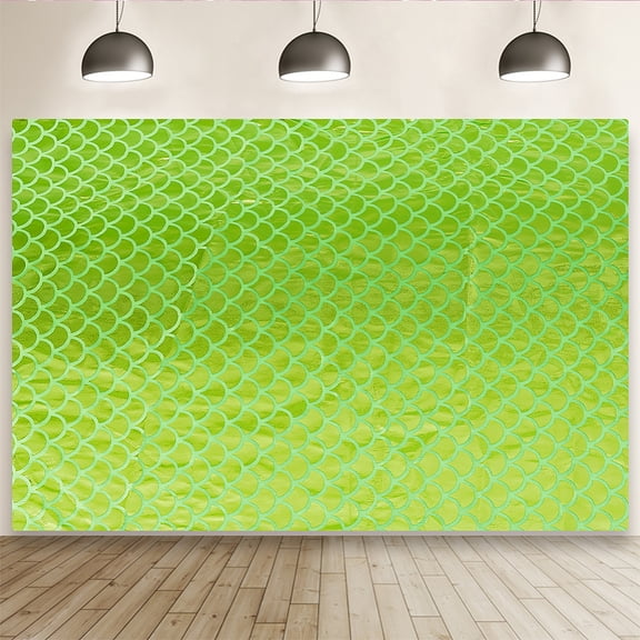 Fish Scale Pattern Polyester Fabric for Garment Craft Accessories Yellow Green 150cm 1m/pc for DIY