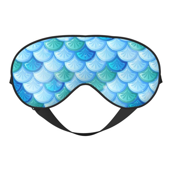 Fish Scale Pattern Soft Faux Silk Sleep Mask, Eye Mask, Reversible Double-Sided for Travel, Shift Work, Meditation