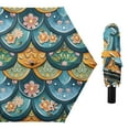 thumbnail image 1 of Fish Scale Pattern with Flowers All Weather Umbrella Triple Folding Parasol 6 Ribs UV Protection Portable, 1 of 8