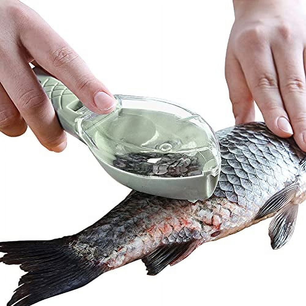 Fish Scale Remover Cleaner Kitchen Fish Scaler Fish Skin Graters Cleaning Peeler Scaler Scraper, Fast Remove Fish Skin for Kitchen Fish Cleaning Tools, Green