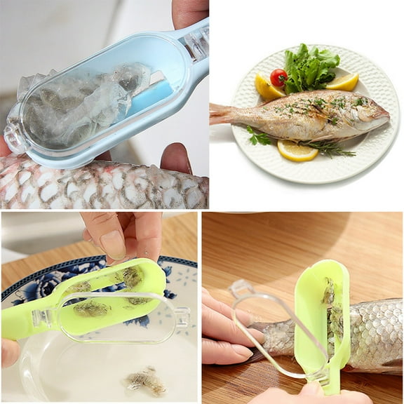 Fish Scale Remover Scraper Cleaner Peeler Tool | Stainless Steel & ABS | Random Color | Scales Slot Design | Easy Fish Descaling | Hanging Hole Handle | 18x4cm | 1 Pack