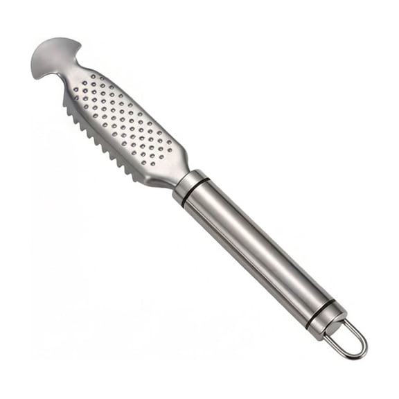 Fish Scale Scraper Multifunctional Stainless Steel Fish Scale Remover Cleaner 2 in 1 Sawtooth Fish Skin Remover with Grater Fish Scaler for Meal Prep Kitchen Home Restaurant