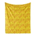 thumbnail image 1 of Fish Scale Soft Flannel Fleece Throw Blanket, Traditional Japanese Pattern Yellow Fish Squama Mermaid Scales, Cozy Plush for Indoor and Outdoor Use, 50" x 70", Pale Yellow Mustard, by Ambesonne, 1 of 5