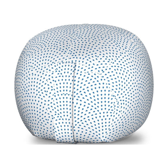 Fish Scale Storage Toy Bag Chair, Blue Rain Water Drops on a White Background Abstract Wavy Pattern Print, Stuffed Animal Organizer Washable Bag, Small Size, Navy Blue and White, by Ambesonne