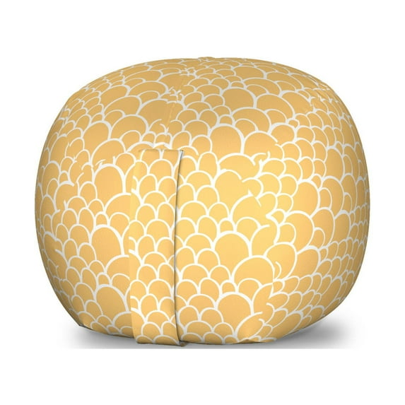 Fish Scale Storage Toy Bag Chair, Reptile Lizard Skin Pattern with Loops Exotic Animal Print Modern Design, Stuffed Animal Organizer Washable Bag, Large Size, Mustard and White, by Ambesonne