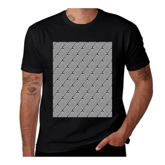 Fish Scale Swirls-Abstract-White-Black- Casual Streetwea Everyday Tshirt Comfortable Wear tee shirt