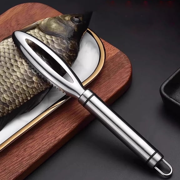 Fish Scaler Brush Skin Remover Scraper Kitchen Gadget Seafood Tool Stainless Steel Sharp Ergonomic Grip for Fishing Catching Fish Cleaning Cooking