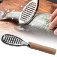 thumbnail image 1 of Fish Scaler Remover with Wooden Handle,Stainless Steel Fish Scraper, Fish Scaler Remover,Heavy Duty with Ergonomic Grip, Cleaning Tool with Sturdy Construction, Kitchen Utensil for Seafood(Silver), 1 of 7