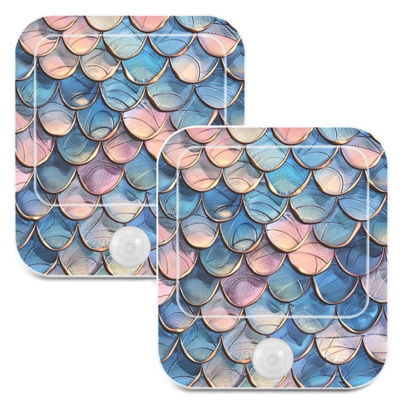 Fish Scales 2 Pack LED Motion Sensor Night Light Plug into Wall Auto Dusk to Dawn Adjustable Brightness for Kids Bedroom Hallway Nursery Room