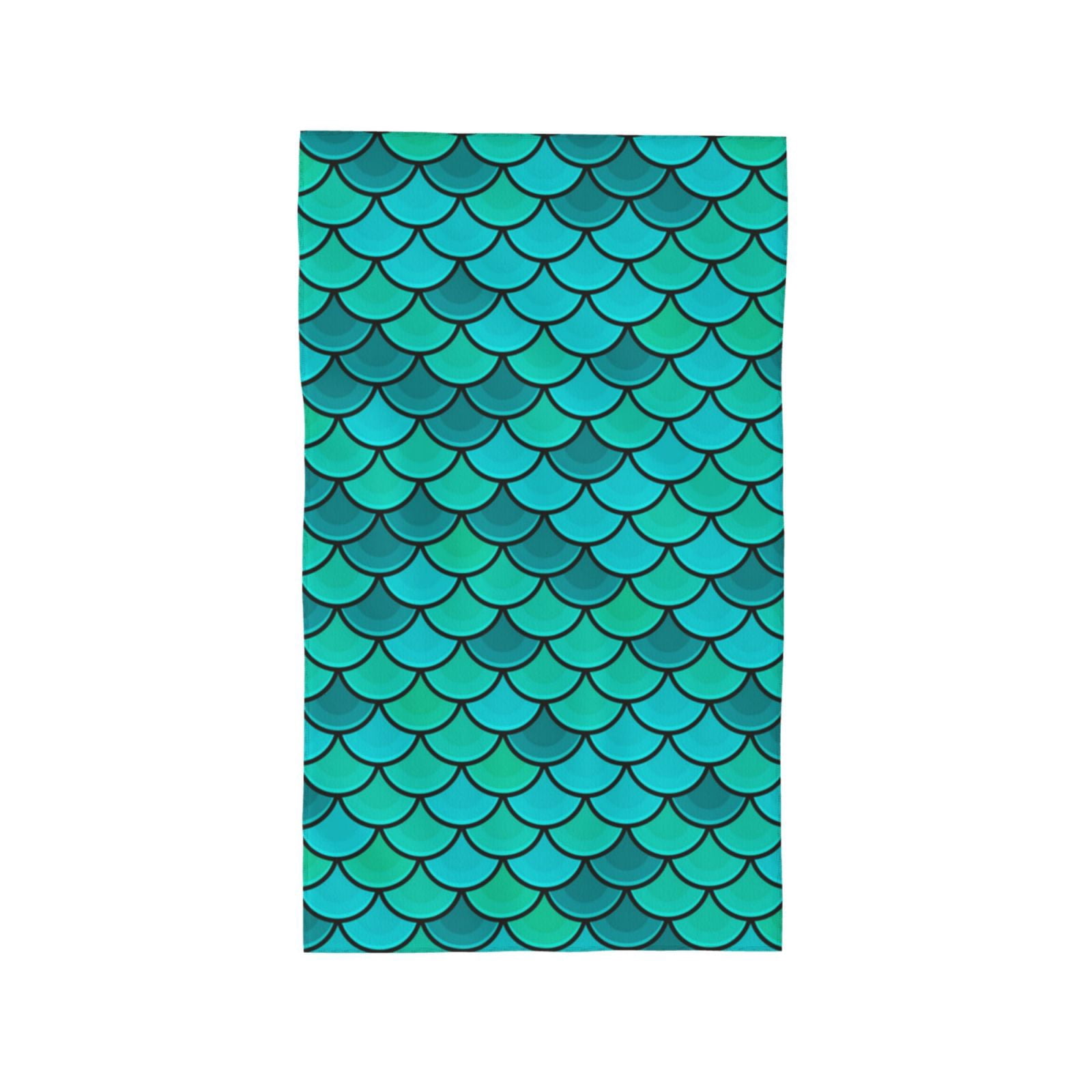 Fish Scales Blue Geometric 27.5" x 16" Ultra Soft Hand Towel, Face Wash Cloth for Bathroom, Gym, Travel, Pool