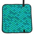 thumbnail image 1 of Fish Scales Blue Geometric Foldable Seat Cushion for Bleachers, Stadium Seats, Camping & Outdoor Events, Portable Lightweight Pad with Carabiner, 1 of 6