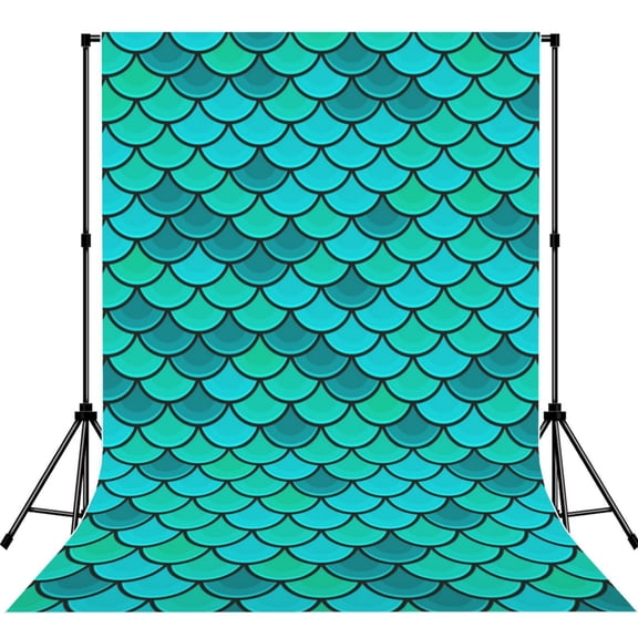 Fish Scales Blue Geometric Photography Backdrop 5x7Ft Background for Photo Studio Video Recording Birthday Party Wedding Home Decor