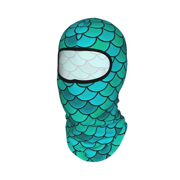 Fish Scales Blue Geometric Unisex Balaclava Ski Mask Full Face Cover for Cold Weather & UV Protection, Breathable Cooling Helmet Liner