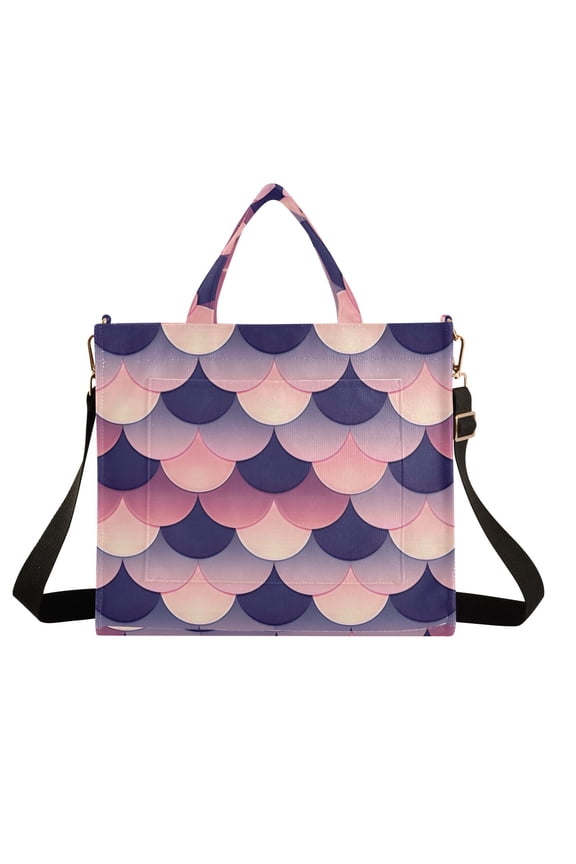 Fish Scales Corduroy Tote Bag Handbag Large Messenger Bag Shoulder Crossbody Zipper Bag Purse