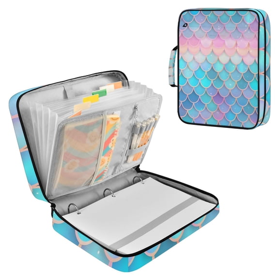 Fish Scales Dreamy Color Accordion File Organizer Expanding File Folder 3-Ring Binder Bag 500 Sheets A4 Size