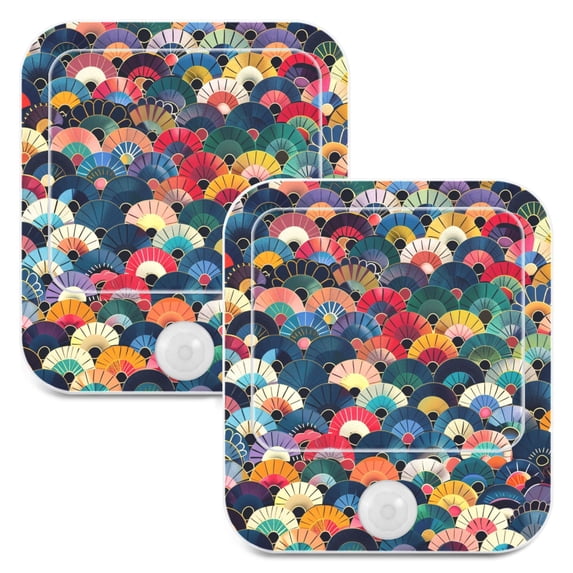 Fish Scales with Flowers Night Lights Plug into Wall LED with Auto Light Sensor Warm Light for Kids Hallway Bedroom Living Room Kitchen Bathroom Set of 2