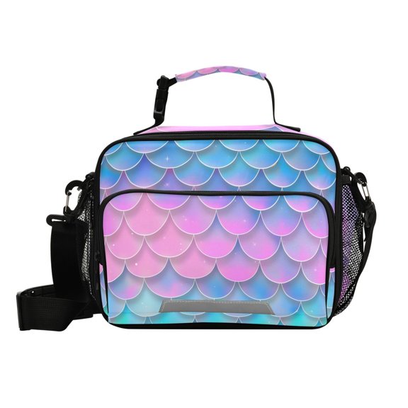 Fish Scales Gradient Color Insulated Lunch Bag Portable Cooler Bag Mommy Bag Large Capacity 6L