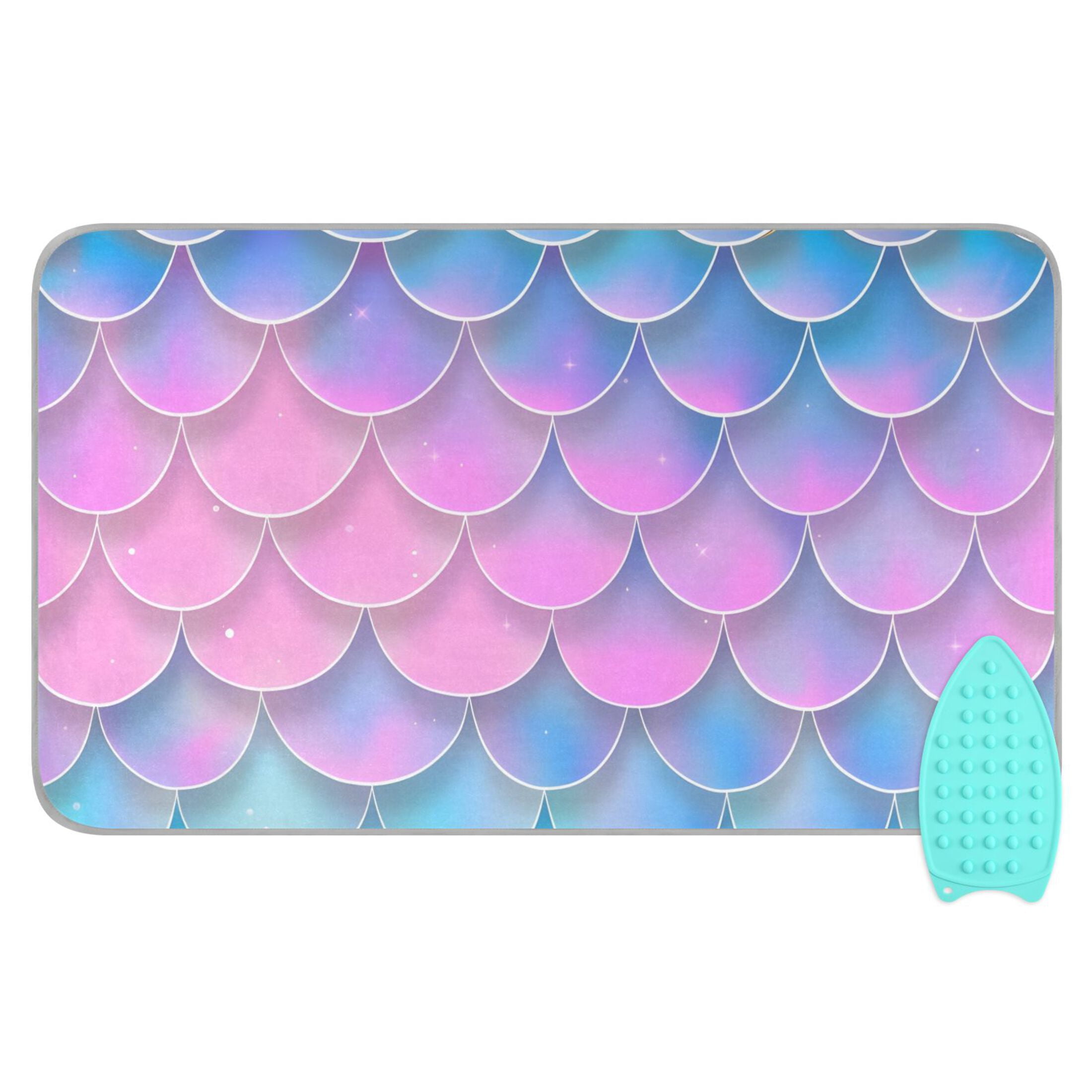 Fish Scales Gradient Color Ironing Mat Blanket Portable Travel Ironing Pad Heat Resistant Pad 47.2" x 27.6”