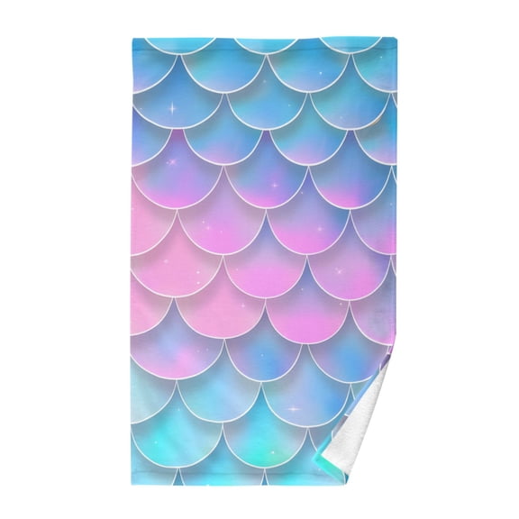 Fish Scales Gradient Color Pure Cotton Bath Towel Hand Towel 1 Piece for Pool Beach Gym 16" x 28"
