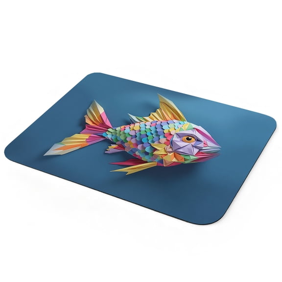 Fish Scales Paper Dish Drying Mat for Kitchen Counter, Eyes Tail Mouth Fins Overlay Super Absorbent Draining Mat Rubber Backing Dish Rack Pad for Dishes, Coffee Bar, Sinks, 12"x16"
