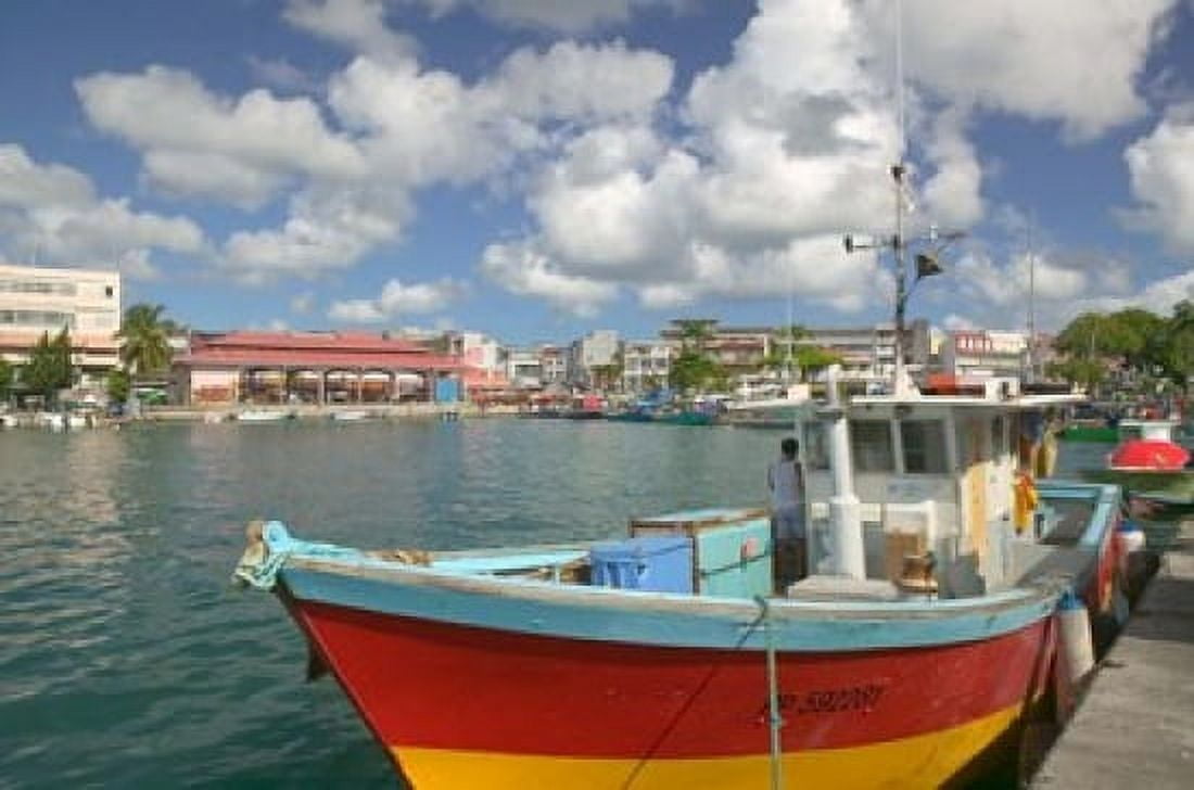 Fish Sellers at the Waterfront Grande Terre Guadaloupe Caribbean Canvas Art - Walter Bibikow DanitaDelimont (26 x 17)