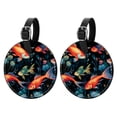 thumbnail image 1 of Fish Set of 2pcs PU Leather Round Suitcase Tags with Privacy Cover and Name ID Tag - Ideal for Travel Luggage, Handbags, Backpacks, School Bags, 1 of 6