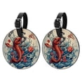thumbnail image 1 of Fish Set of 2pcs PU Leather Round Suitcase Tags with Privacy Cover and Name ID Tag - Ideal for Travel Luggage, Handbags, Backpacks, School Bags, 1 of 6