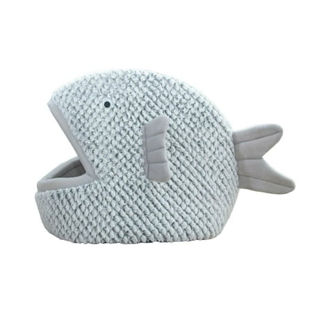 Fish Shape Cat Sleeping Bed Non-Slip Bottom Warm Nest Cat House Kitten Cave Tent Gray