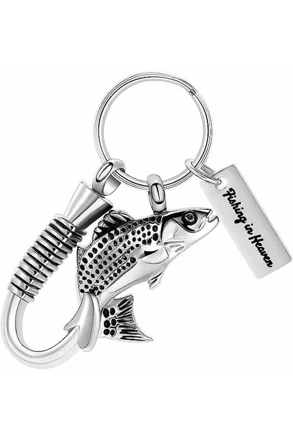 Fish Shape Design Memorial Urn Keychain for Ashes Holder Urn Pendant Key chain Urn Locket for Women/Men