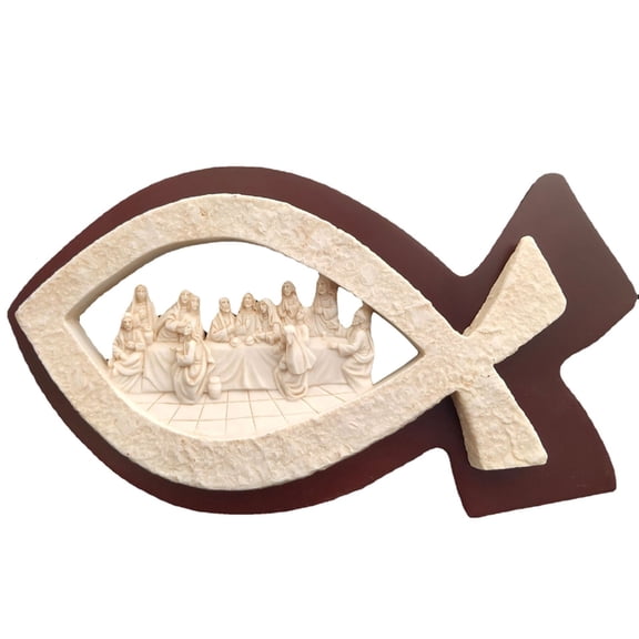 Fish Shape Last Supper Scene Statue Home Party Background Accessory