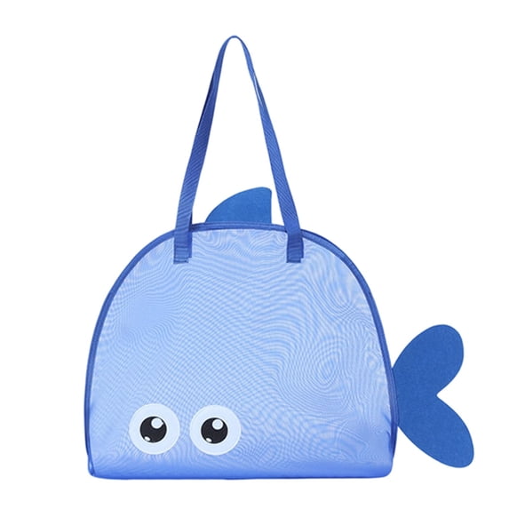 Fish Shape Mesh Beach Bag, 18.31X15.75" Large Capacity Beach Bag, Breathable Mesh Beach Tote, Portable Mesh Pool Bag, Mesh Storage Bag, Sand Organizer Handbag for Beach Swimming Pool Outdoor Travel