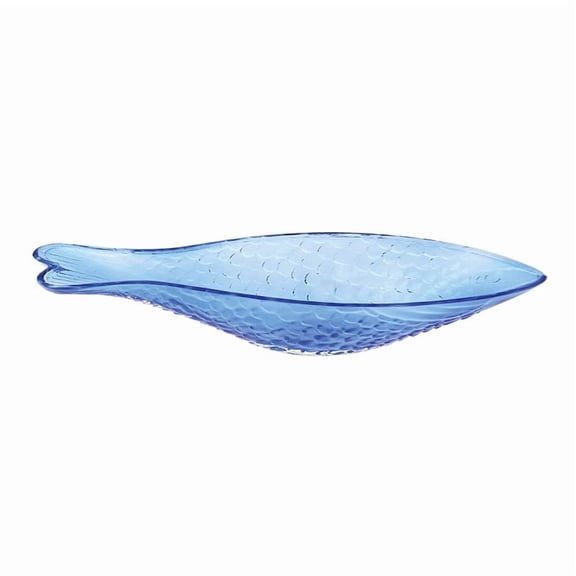 Fish-Shaped Blue Glass Dish for Serving or Home Decor | 12 x 3.25 x 2 Inches